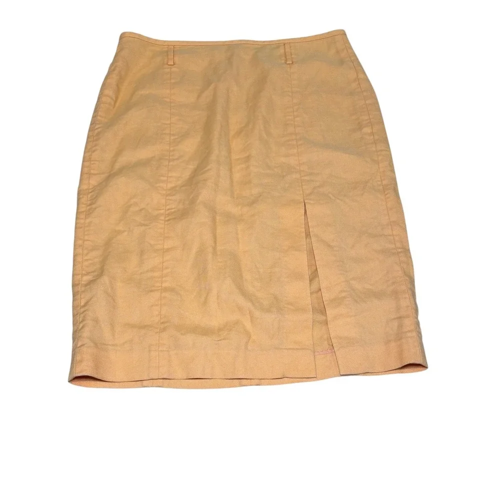 J.‎ Crew Tangerine Orange Front Slit Linen Blend Skirt 14 Lightweight Y2K Peach
